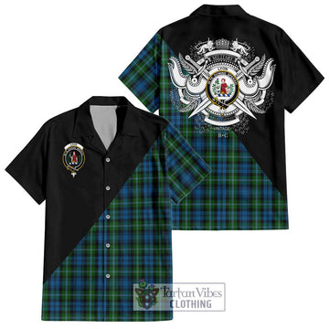 Lyon Tartan Hawaiian Shirt with Family Crest and Military Logo Style Kid - Tartan Vibes Clothing