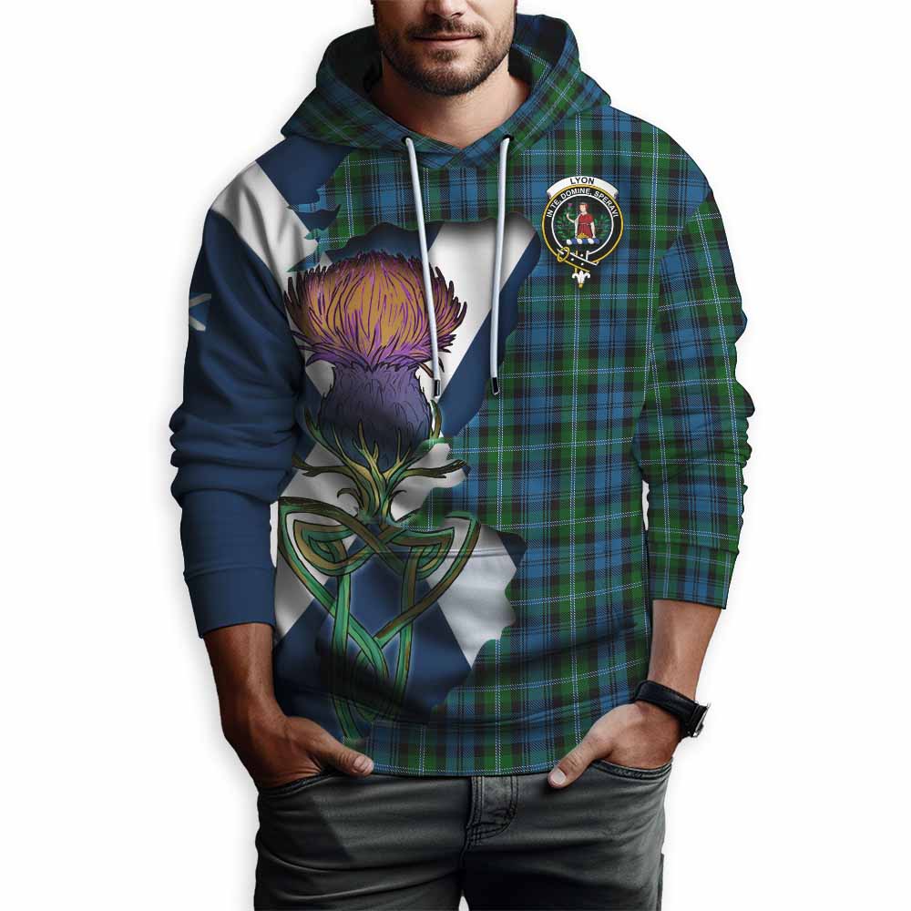 Lyon Tartan Family Crest Hoodie Scottish Thistle Celtic Inspired Pullover Hoodie - Tartan Vibes Clothing
