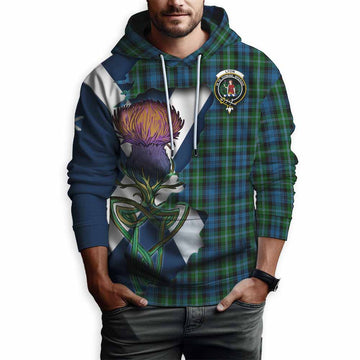 Lyon Tartan Family Crest Hoodie Scottish Thistle Celtic Inspired Pullover Hoodie - Tartan Vibes Clothing