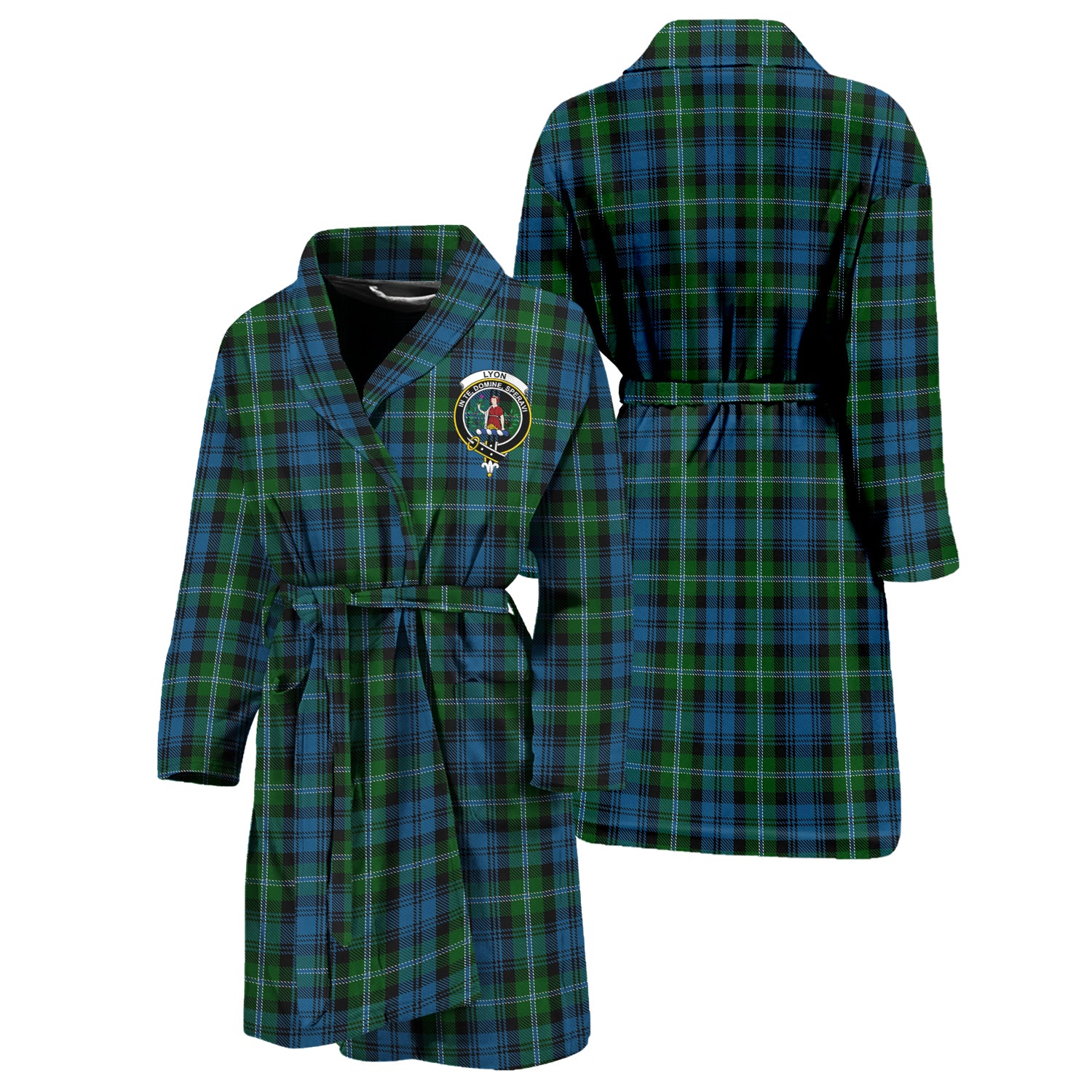 Lyon Tartan Bathrobe with Family Crest Unisex S - Tartan Vibes Clothing