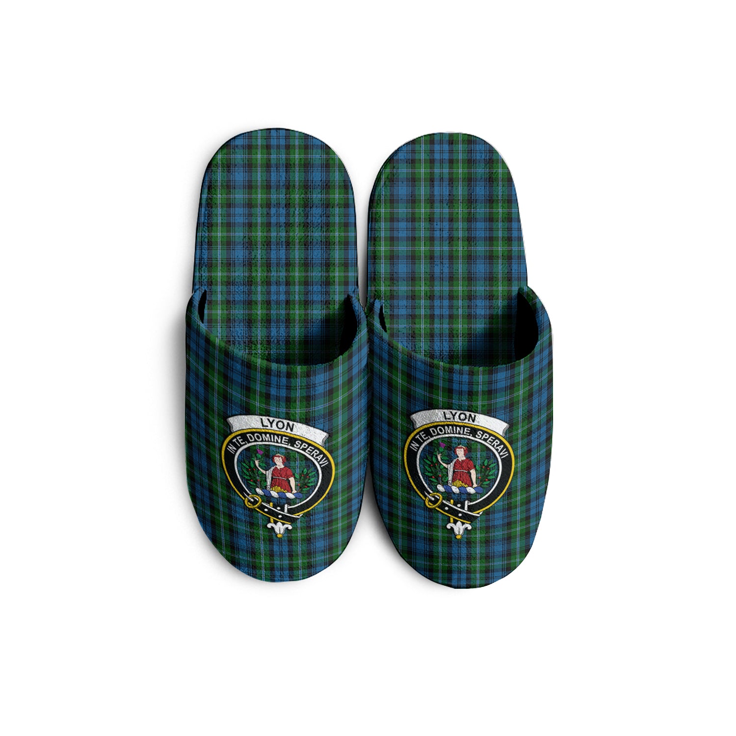 Lyon Tartan Home Slippers with Family Crest KIDS - Tartan Vibes Clothing