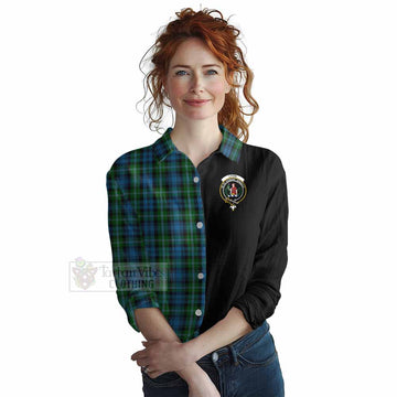 Lyon Tartan Women's Casual Shirt with Family Crest and Half Of Me Style Female - Tartan Vibes Clothing