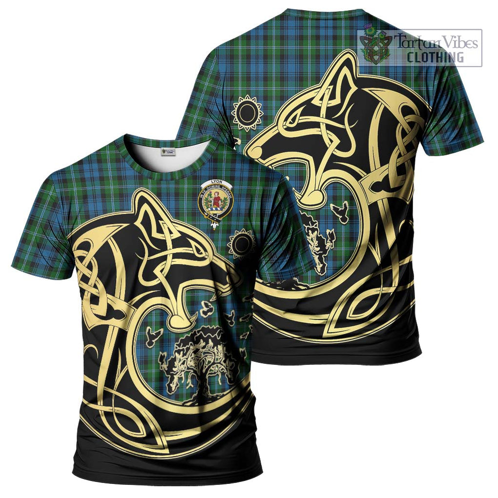 Lyon Tartan T-Shirt with Family Crest Celtic Wolf Style Kid's Shirt - Tartan Vibes Clothing