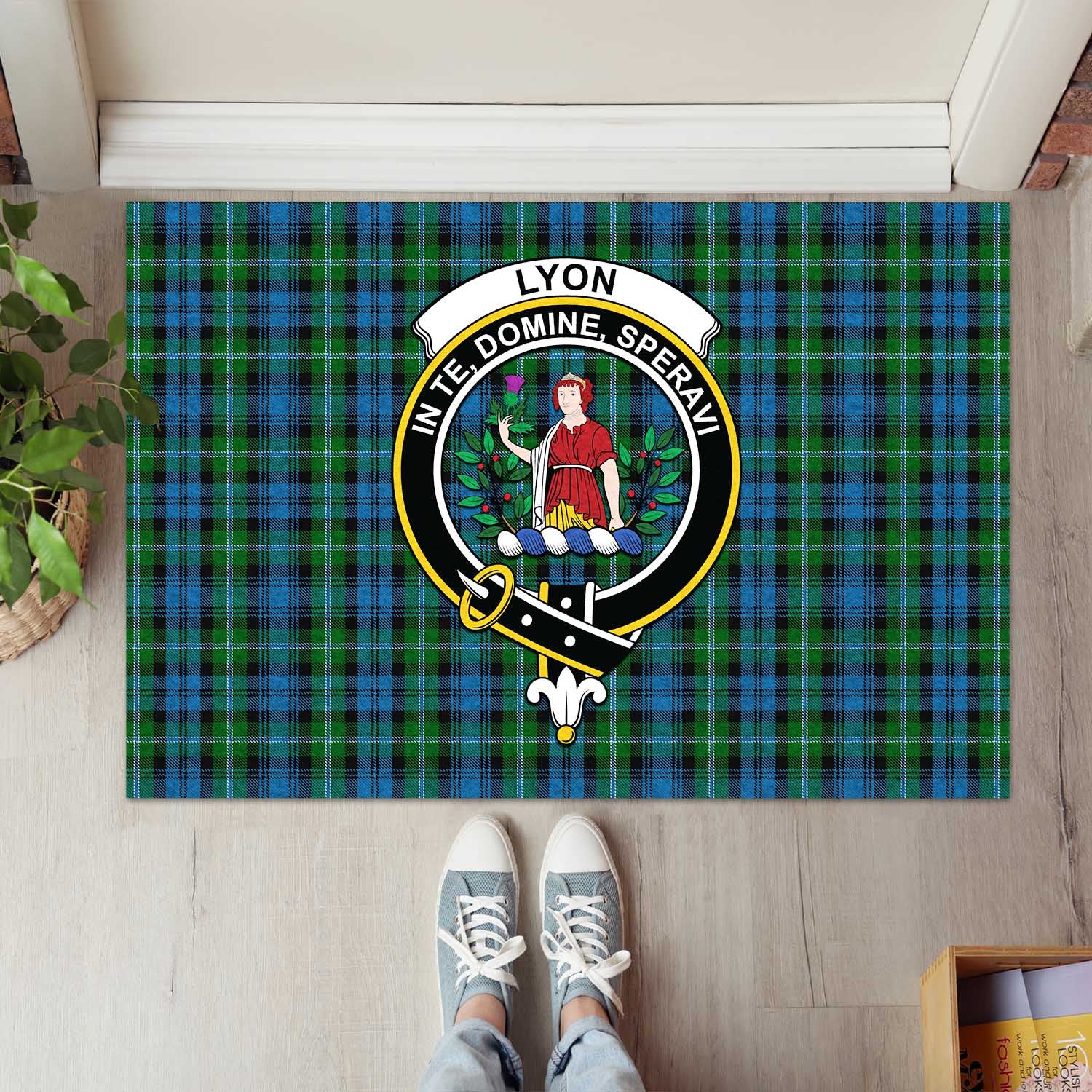 Lyon Tartan Rubber Doormat with Family Crest L 60*90cm - Tartan Vibes Clothing