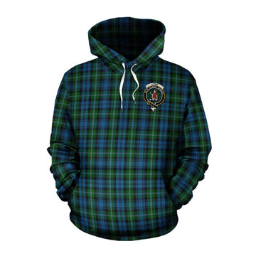 Lyon Tartan Cotton Hoodie with Family Crest Celtic Skull Style Pullover Hoodie XS - Tartan Vibes Clothing