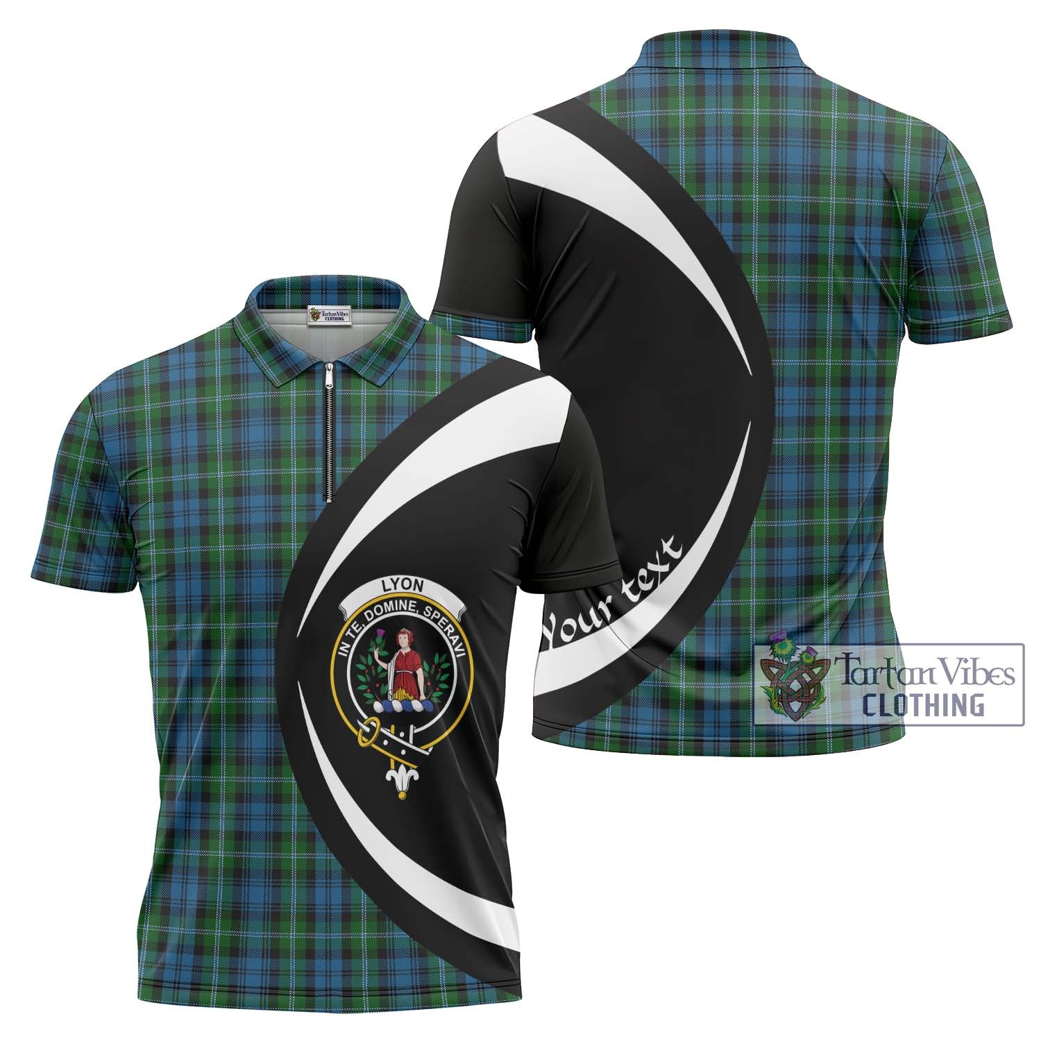 Lyon Tartan Zipper Polo Shirt with Family Crest Circle Style Unisex - Tartan Vibes Clothing