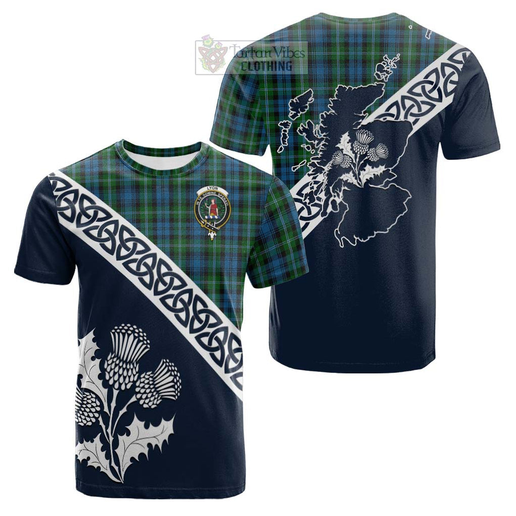 Lyon Tartan Cotton T-shirt Featuring Thistle and Scotland Map Kid's Shirt - Tartan Vibes Clothing