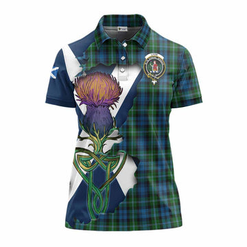 Lyon Tartan Family Crest Women's Polo Shirt Scottish Thistle Celtic Inspired Women - Tartan Vibes Clothing