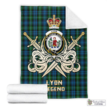 Lyon Tartan Blanket with Clan Crest and the Golden Sword of Courageous Legacy - Tartan Vibes Clothing