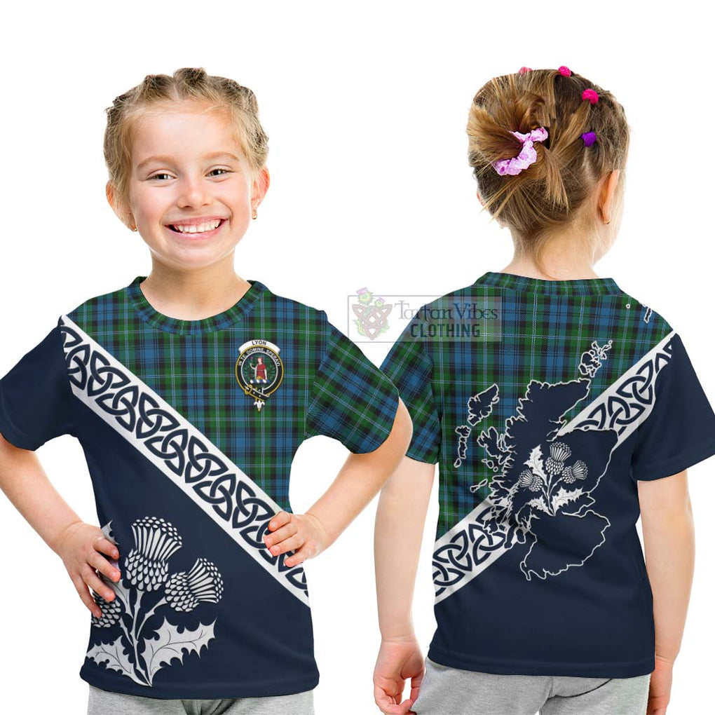 Lyon Tartan Kid T-Shirt Featuring Thistle and Scotland Map - Tartan Vibes Clothing