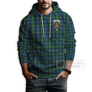 Lyon Tartan Hoodie with Family Crest and Bearded Skull Holding Bottles of Whiskey - Tartan Vibes Clothing