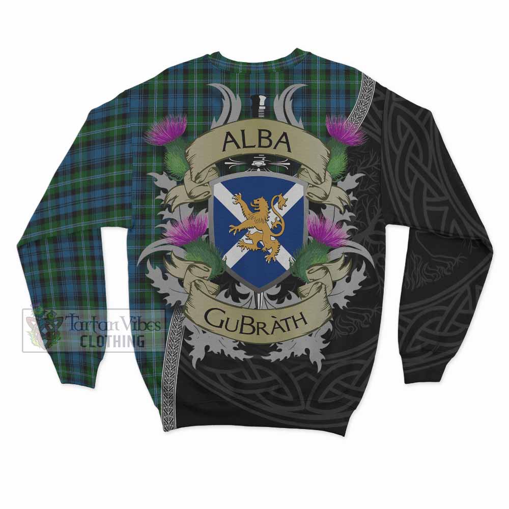 Lyon Tartan Family Crest Sweatshirt Lion Rampant Royal Thistle Shield Celtic Inspired - Tartan Vibes Clothing