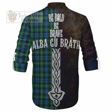 Lyon Tartan Family Crest Ghillie Kilt Shirt Alba Gu Brath Be Brave Lion Ancient Style - Tartan Vibes Clothing