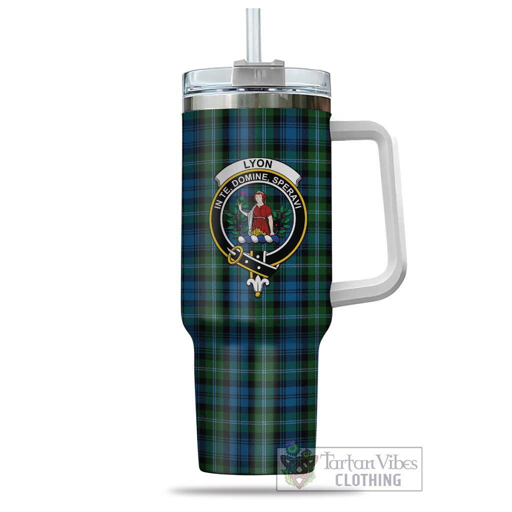 Lyon Tartan Tumbler with Handle with Family Crest - Tartan Vibes Clothing