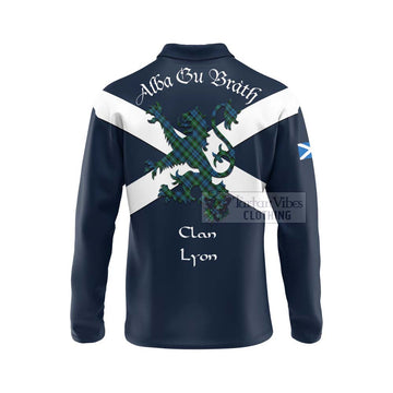 Lyon Tartan Lion Rampant Long Sleeve Polo Shirt Proudly Display Your Heritage with Alba Gu Brath and Clan Name - Tartan Vibes Clothing