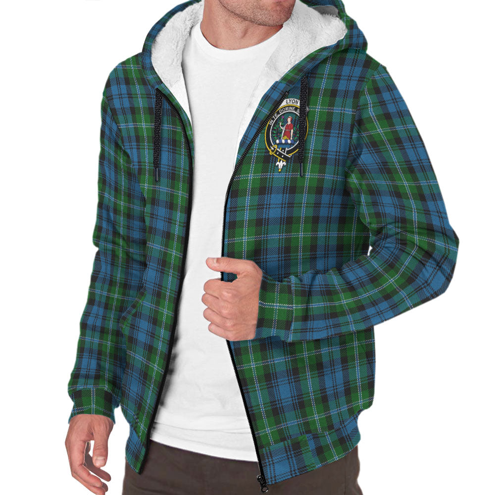Lyon Tartan Sherpa Hoodie with Family Crest - Tartan Vibes Clothing