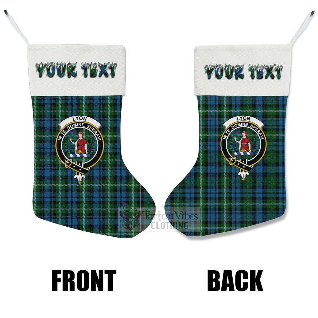 Lyon Tartan Family Crest Christmas Stocking with Personalized Text - Tartan Vibes Clothing