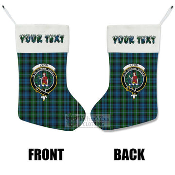 Lyon Tartan Family Crest Christmas Stocking with Personalized Text - Tartan Vibes Clothing