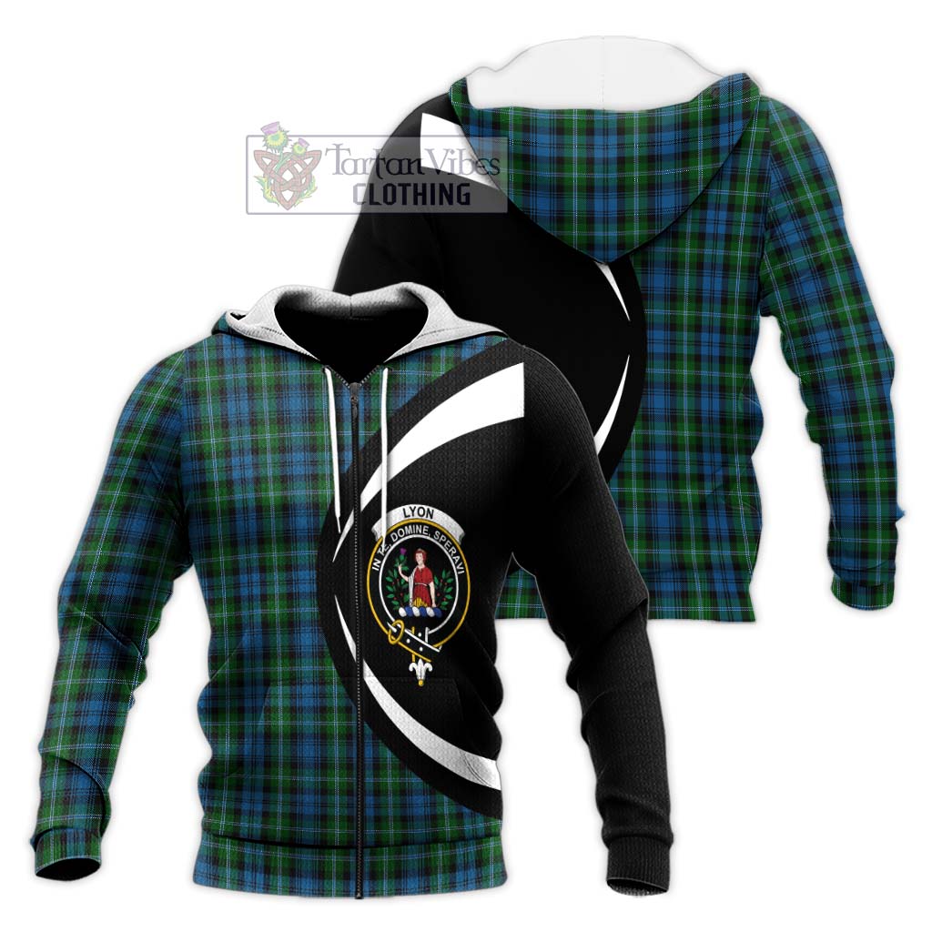 Lyon Tartan Knitted Hoodie with Family Crest Circle Style Unisex Knitted Zip Hoodie - Tartan Vibes Clothing