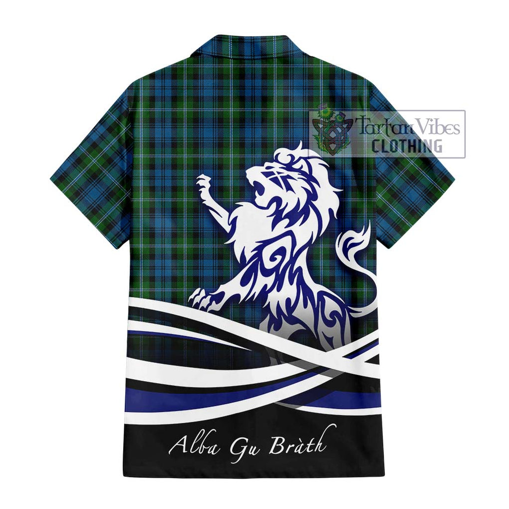 Lyon Tartan Hawaiian Shirt with Alba Gu Brath Regal Lion Emblem - Tartan Vibes Clothing