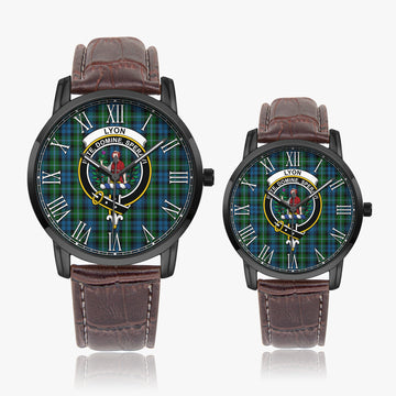 Lyon Tartan Family Crest Leather Strap Quartz Watch - Tartan Vibes Clothing