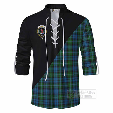Lyon Tartan Ghillie Kilt Shirt with Family Crest and Military Logo Style - Tartan Vibes Clothing