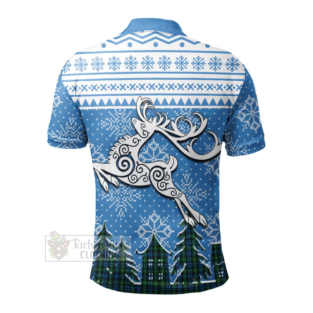 Tartan Vibes Clothing Lyon Clan Christmas Polo Shirt Celtic Reindeer Style