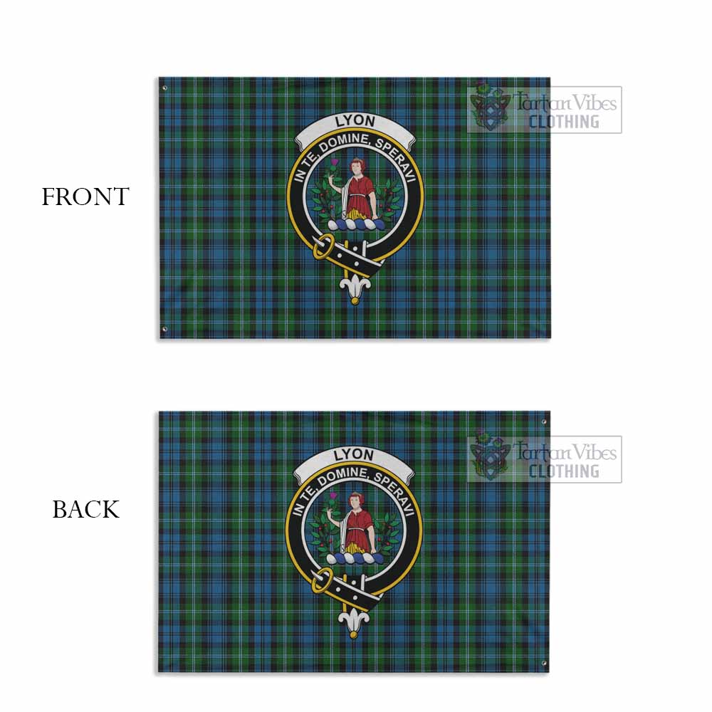 Tartan Vibes Clothing Lyon Tartan House Flag with Family Crest