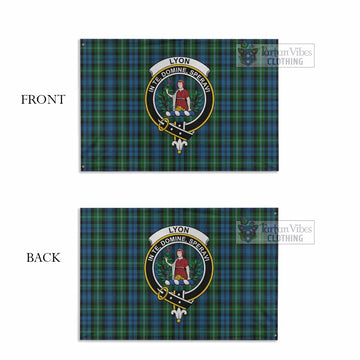 Tartan Vibes Clothing Lyon Tartan House Flag with Family Crest