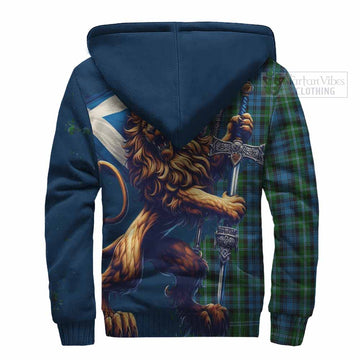Lyon Tartan Family Crest Sherpa Hoodie with Scottish Majestic Lion - Tartan Vibes Clothing