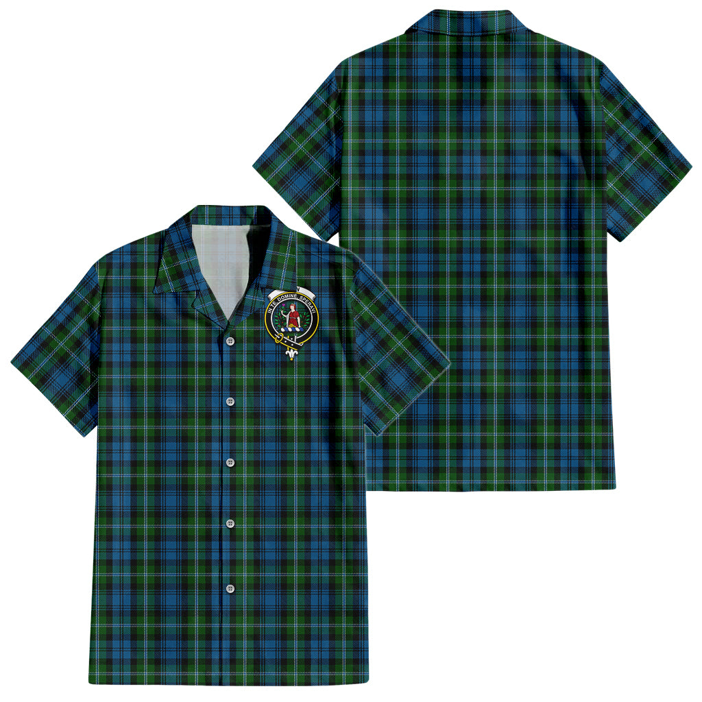 Lyon Tartan Hawaiian Shirt with Family Crest - Tartan Vibes Clothing