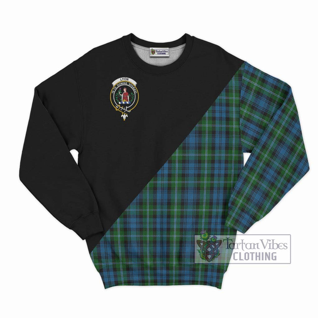 Lyon Tartan Sweatshirt with Family Crest and Military Logo Style - Tartan Vibes Clothing