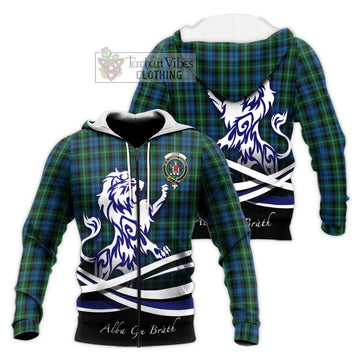 Lyon Tartan Knitted Hoodie with Alba Gu Brath Regal Lion Emblem Unisex Knitted Zip Hoodie - Tartan Vibes Clothing