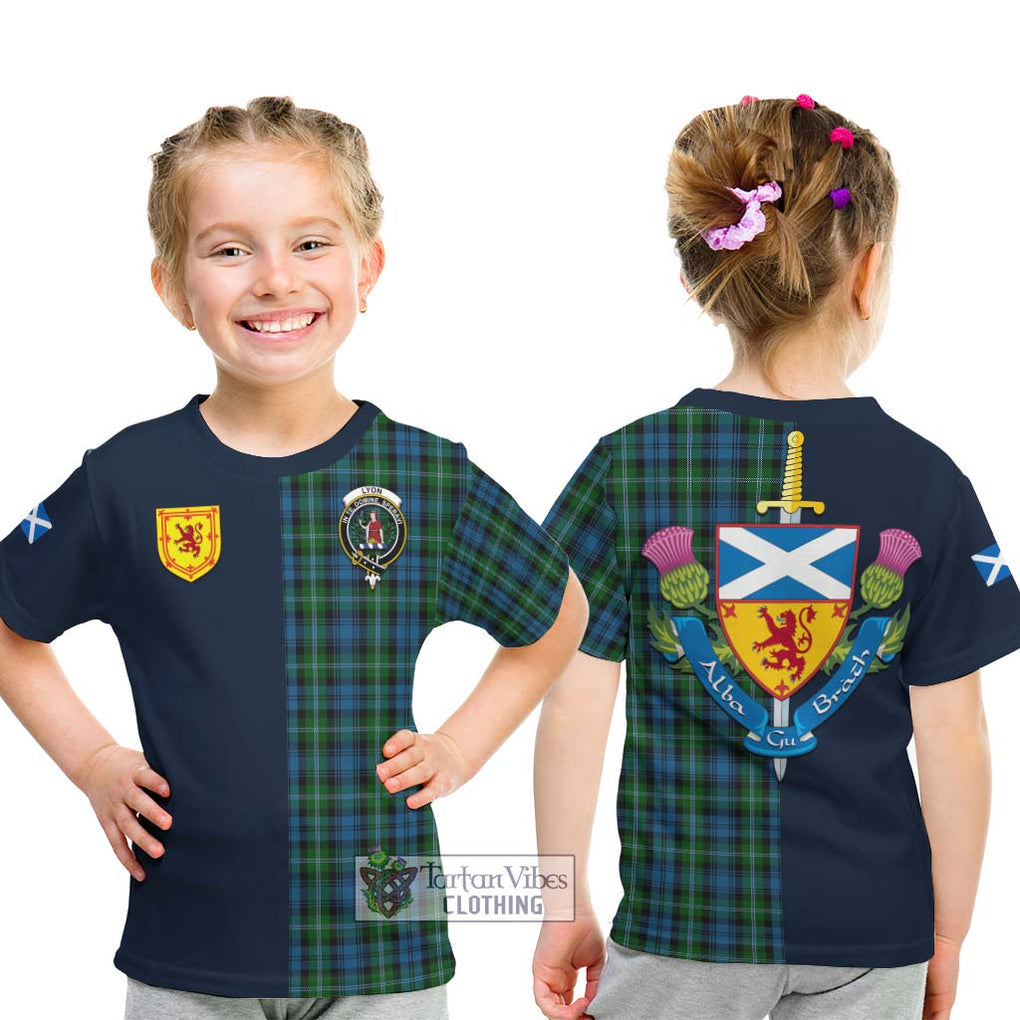 Lyon Tartan Kid T-Shirt Alba with Scottish Lion Royal Arm Half Style - Tartan Vibes Clothing