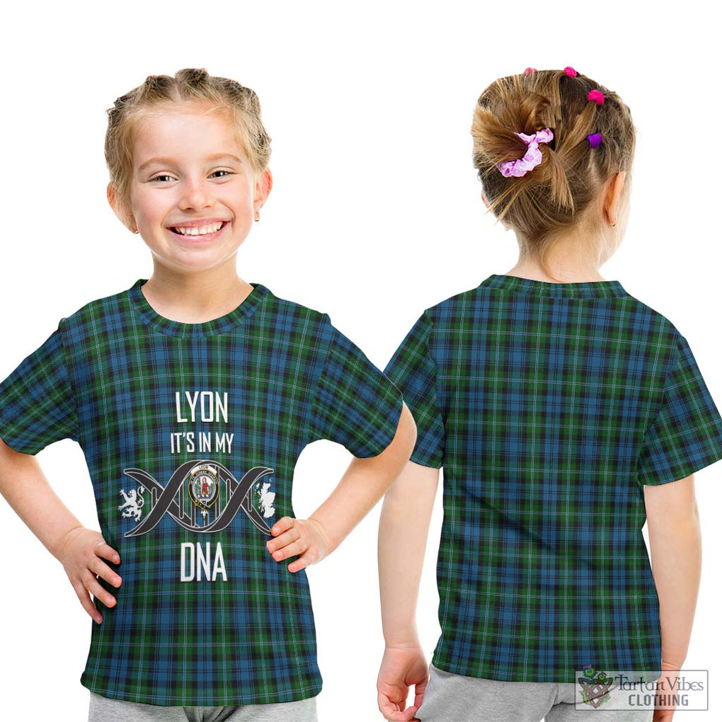 Lyon Tartan Kid T-Shirt with Family Crest DNA In Me Style - Tartan Vibes Clothing