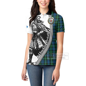 Lyon Tartan Clan Crest Women's Polo Shirt with Highlander Warrior Celtic Style - Tartan Vibes Clothing