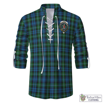Lyon Tartan Men's Scottish Traditional Jacobite Ghillie Kilt Shirt with Family Crest - Tartan Vibes Clothing
