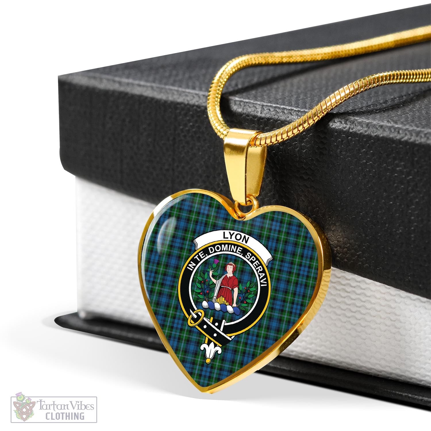 Lyon Tartan Heart Necklace with Family Crest - Tartan Vibes Clothing