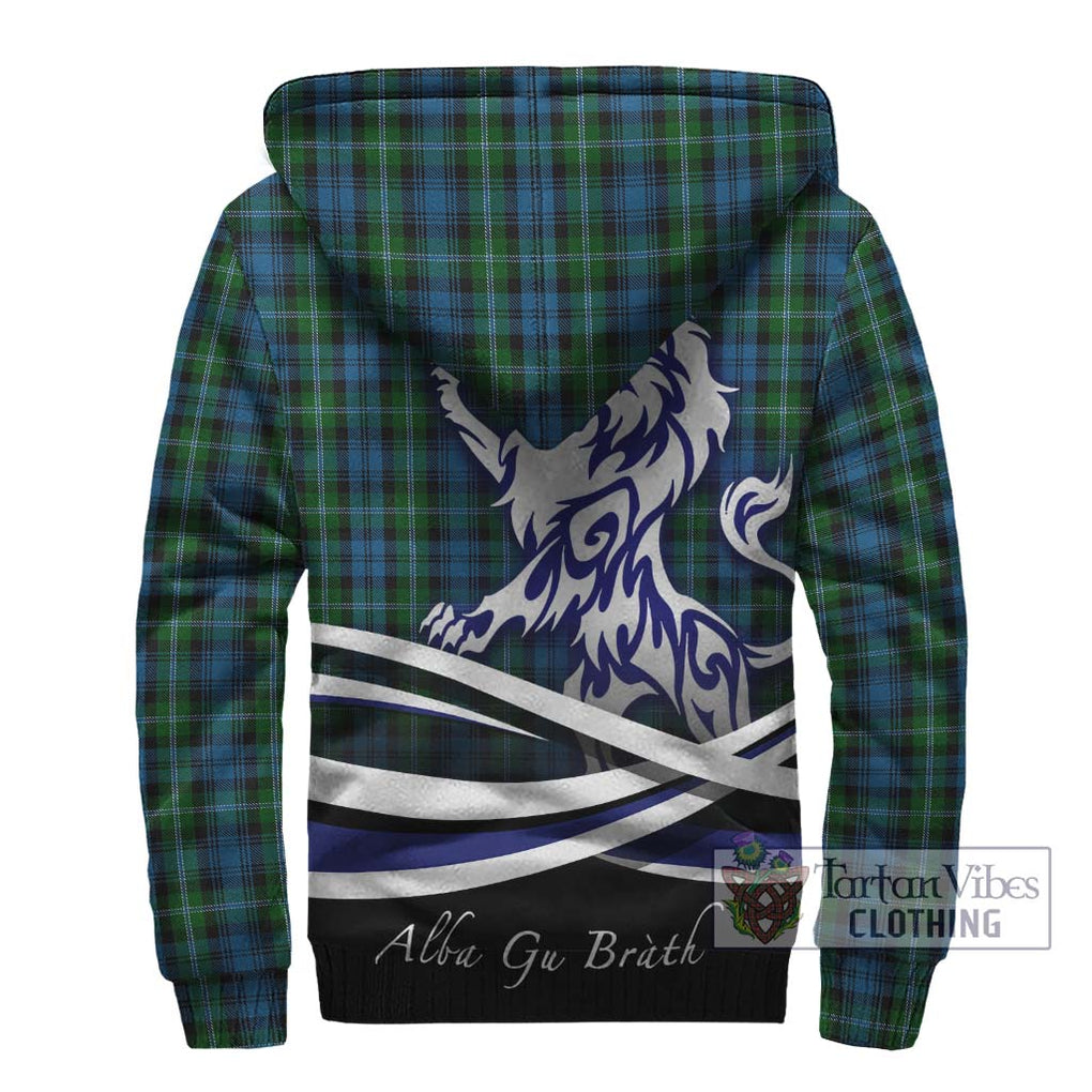 Lyon Tartan Sherpa Hoodie with Alba Gu Brath Regal Lion Emblem - Tartan Vibes Clothing