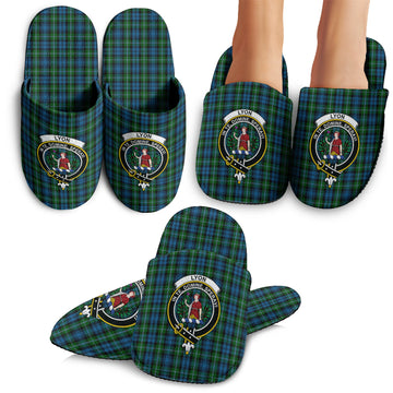 Lyon Tartan Home Slippers with Family Crest
