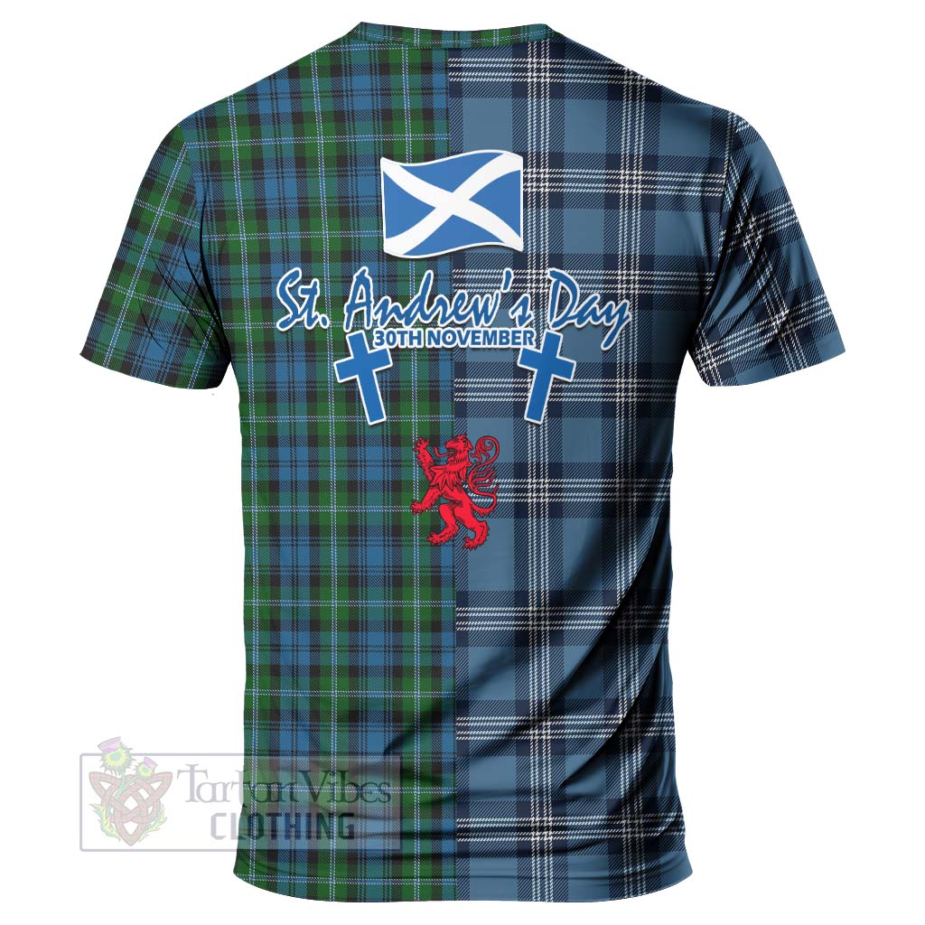 Tartan Vibes Clothing Lyon Tartan T-Shirt Happy St. Andrew's Day Half Tartan Style