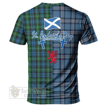 Lyon Tartan T-Shirt Happy St. Andrew's Day Half Tartan Style