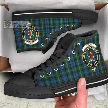 Lyon Tartan High Top Shoes with Family Crest - Tartan Vibes Clothing