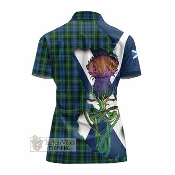 Lyon Tartan Family Crest Women's Polo Shirt Scottish Thistle Celtic Inspired - Tartan Vibes Clothing
