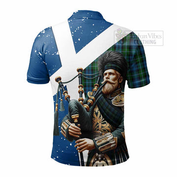 Lyon Tartan Polo Shirt with Family Crest Scottish Bagpiper Vibes - Tartan Vibes Clothing