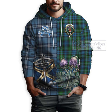 Lyon Tartan Hoodie Happy St. Andrew's Day Half Tartan Style - Tartan Vibes Clothing