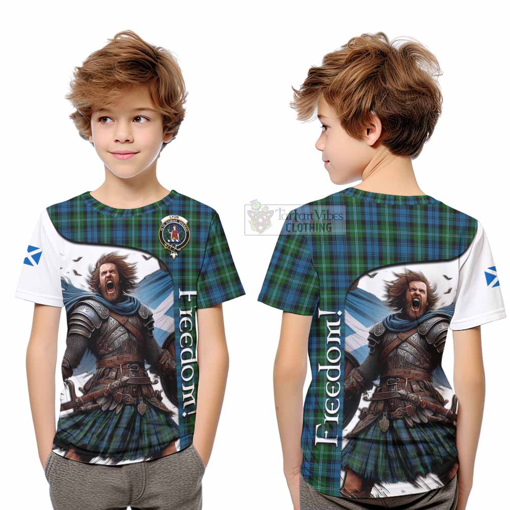Tartan Vibes Clothing Lyon Crest Tartan Kid T-Shirt Inspired by the Freedom of Scottish Warrior