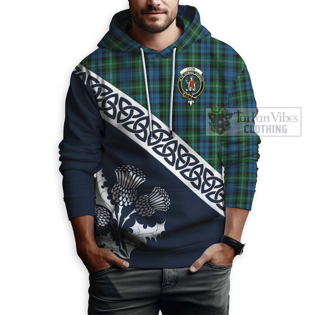 Lyon Tartan Hoodie Featuring Thistle and Scotland Map - Tartan Vibes Clothing