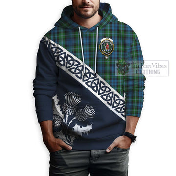 Lyon Tartan Hoodie Featuring Thistle and Scotland Map - Tartan Vibes Clothing