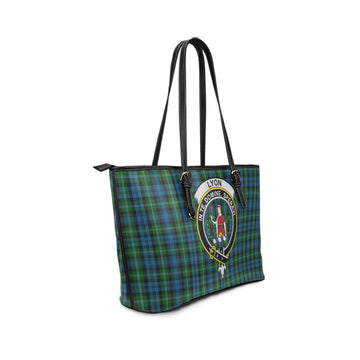 Lyon Tartan Leather Tote Bag with Family Crest - Tartan Vibes Clothing